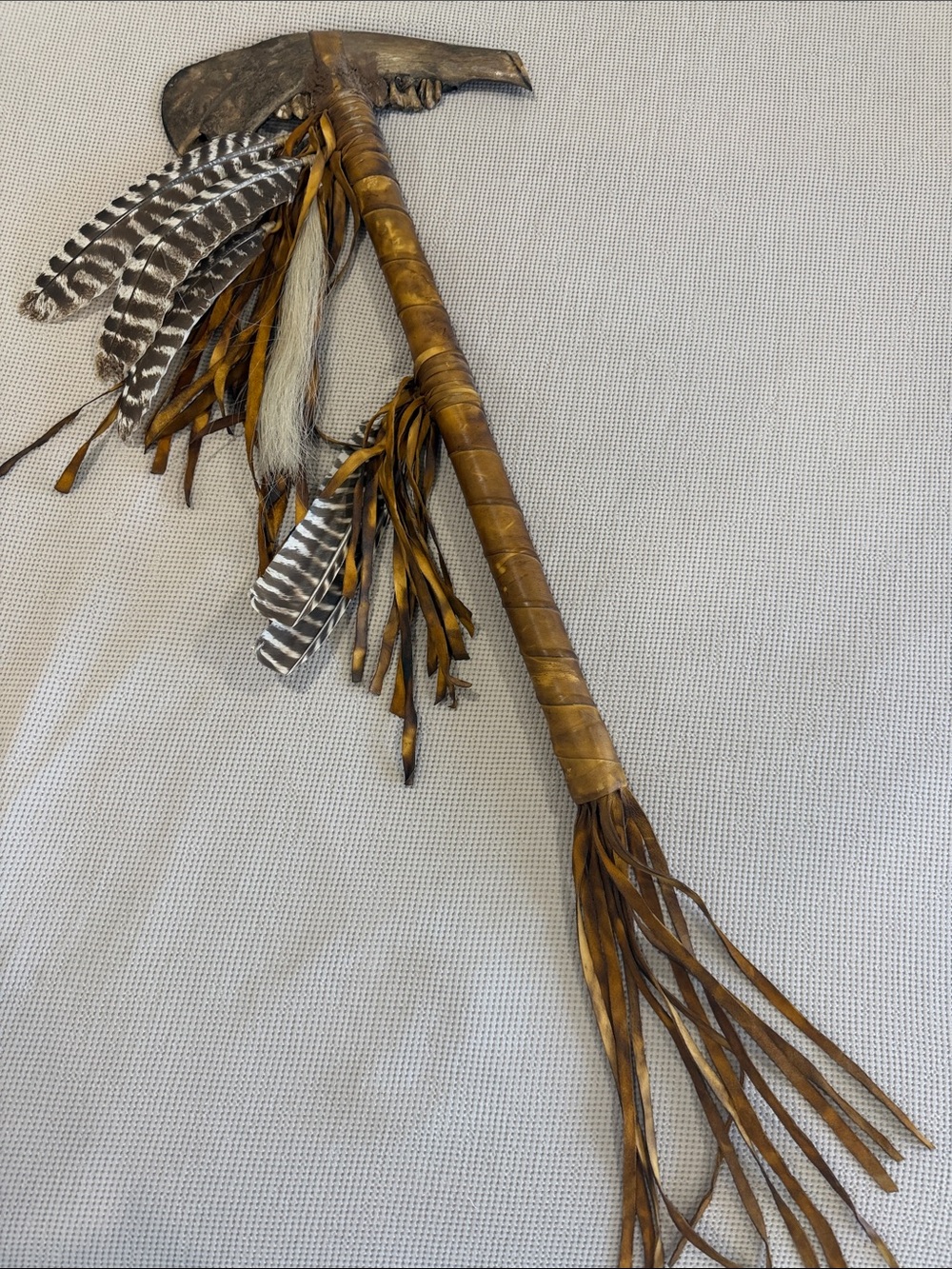 Handcrafted Brown Feather and Leather Wall Accent - Rustic Home Decor